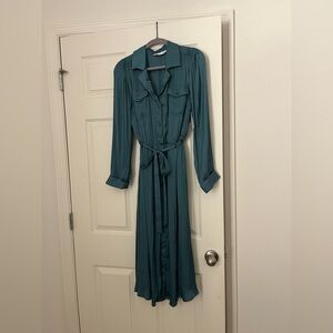 Nine West Teal Long Sleeve Maxi Dress